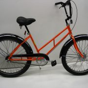 Supersized Newsgirl with High Rise Handlebars 2 orange bike