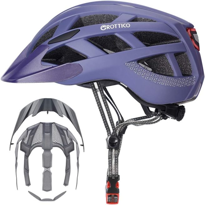 ZIZE Bikes - Adult-Men-Women Bike Helmet with Light - Mountain Road Bicycle Helmet with Replacement Pads & Detachable Visor