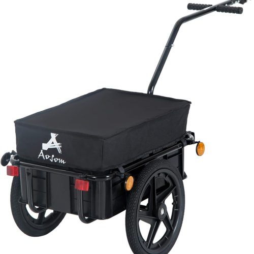 ZIZE Bikes - Aosom Bicycle Cargo Trailer with Removable Box and Waterproof Cover, Bike Wagon Trailer with Two 16in Wheels