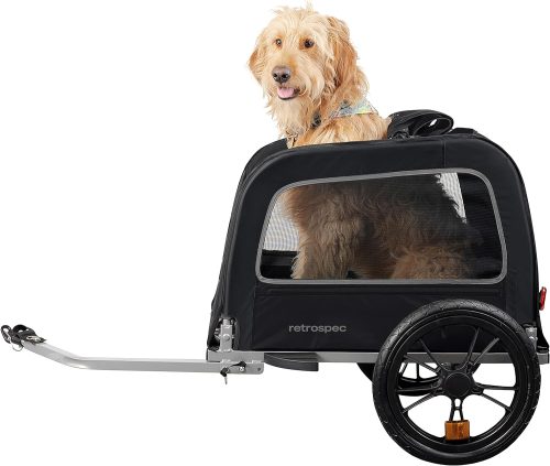 ZIZE Bikes - Retrospec Rover Waggin' Pet Bike Trailer - Small & Medium Sized Dogs Bicycle Carrier - Foldable Frame with 16 Inch Wheels - Non-Slip Floor & Internal Leash