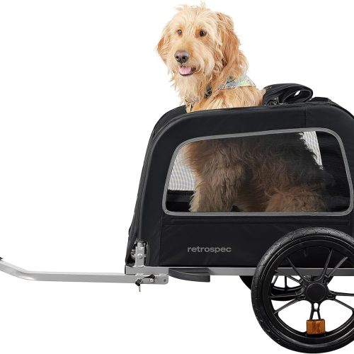 ZIZE Bikes - Retrospec Rover Waggin' Pet Bike Trailer - Small & Medium Sized Dogs Bicycle Carrier - Foldable Frame with 16 Inch Wheels - Non-Slip Floor & Internal Leash