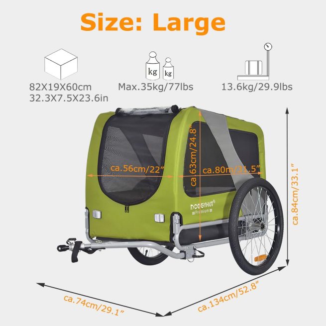 Doggyhut Premium Pet Bike Trailer Bicycle Trailer for Medium or Large Dogs,  Dog Bicycle Carrier