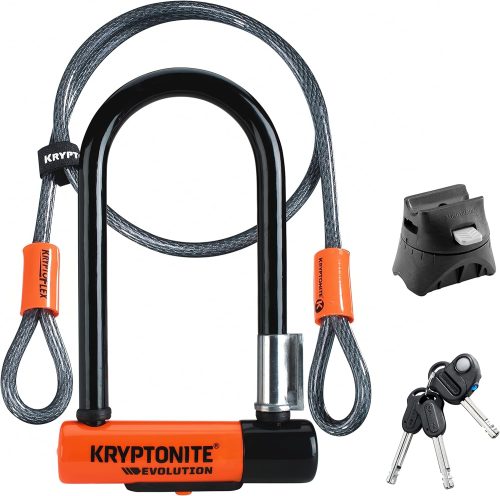 ZIZE Bikes - Kryptonite Evolution Mini-7 Bike U-Lock with Cable, Heavy Duty Anti-Theft Bicycle U Lock, 13mm Shackle and 10mm x4ft Length Security Cable with Mounting Bracket and Keys