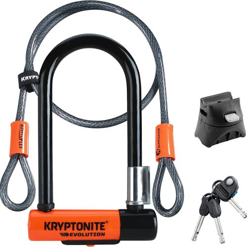 ZIZE Bikes - Kryptonite Evolution Mini-7 Bike U-Lock with Cable, Heavy Duty Anti-Theft Bicycle U Lock, 13mm Shackle and 10mm x4ft Length Security Cable with Mounting Bracket and Keys