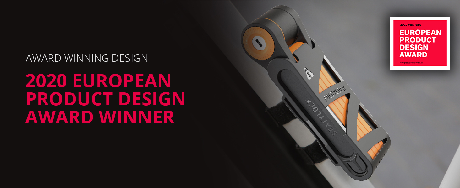 Foldylock Compact Award Winning Design, 2020 European Product Design Award,folding bike lock