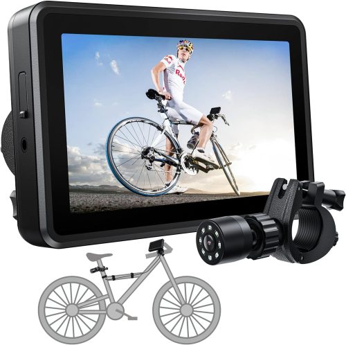 ZIZE Bikes - FEISIKE Handlebar Bike Mirror, Bicycle Rear View camera with 4.3'' HD Night Vision Function, 145° Wide Angle View, Adjustable Rotatable Bracket, Compatible with Bicycle, Mountain, Road Bike