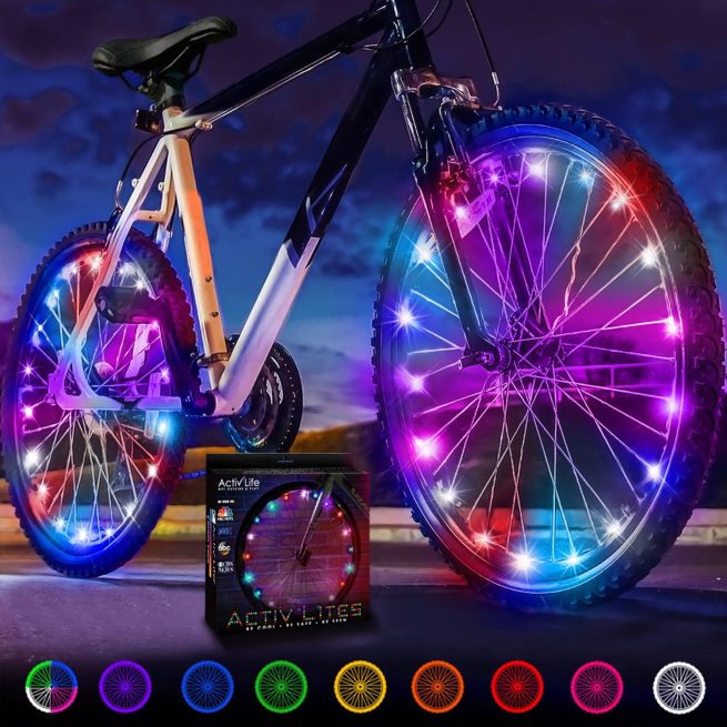 Éclairage LED pour roues de vélo Activ Life : illuminez vos aventures  estivales, 100% plus lumineux – Piles incluses, lot de 2 pneus, multicolore  : : Sports et Loisirs