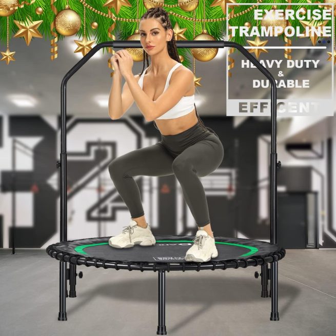 DARCHEN 450 lbs Mini Trampoline for Adults, Indoor Small Rebounder Exercise  Trampoline for Workout Fitness for Quiet and Safely Cushioned Bounce, [40