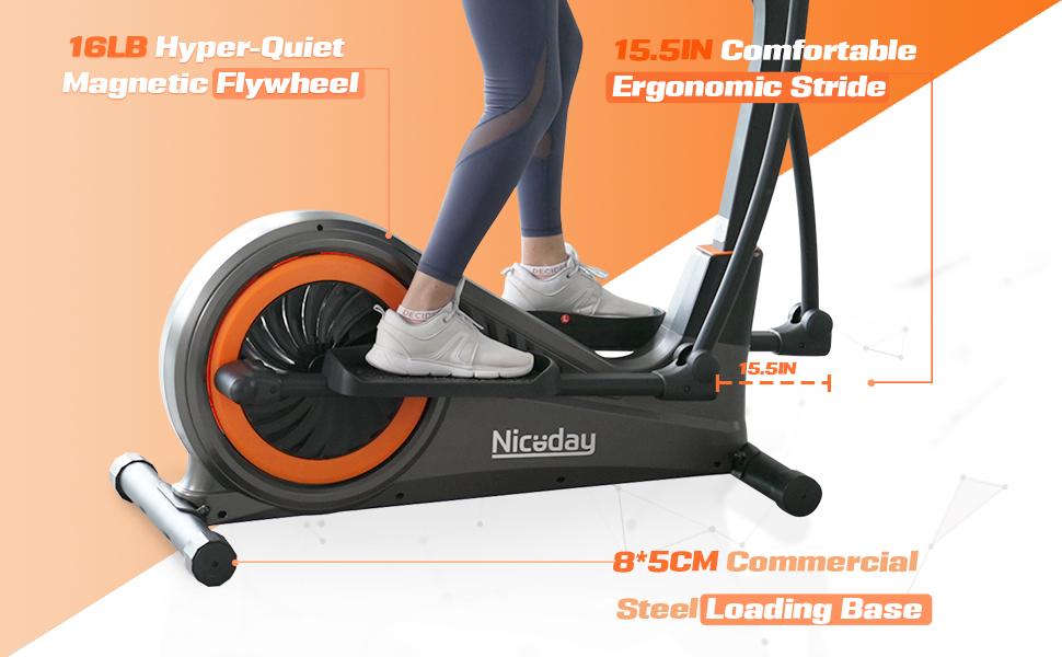 NICEDAY elliptical exercise machine with 15.5 inches stride