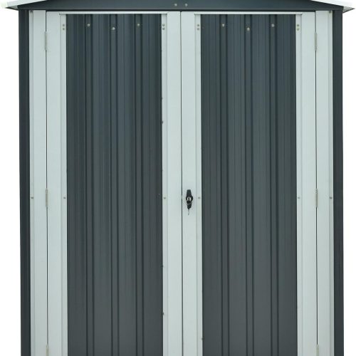 ZIZE Bikes - Hanover Galvanized Steel Bicycle Storage Shed with Slope Roof and Twist Lock and Key in Dark Gray, Stores up to 4 Bikes