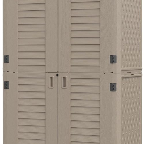 ZIZE Bikes - HOMSPARK Outdoor Storage Shed Weather Resistance, Multi-Purpose Storage Sheds for Backyards and Patios, 48 Cu.ft Horizontal Storage Shed for Bike, Lawnmower, Trash Cans, Patio Accessories(Brown)