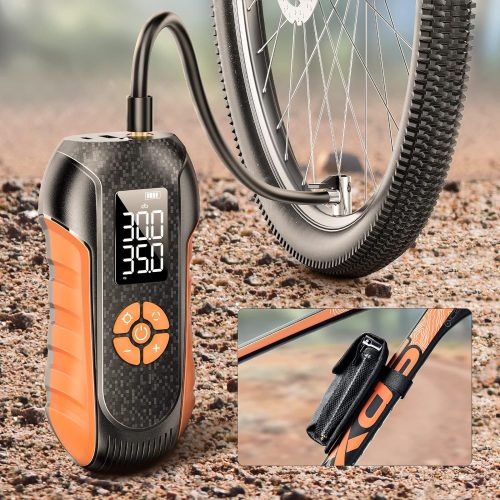 ZIZE Bikes - LISEN Electric Bike Pump Mini Tire Inflator Portable Air Compressor 150 PSI Cordless Bicycle Air Pump for Bike, Car, Motorcycle, Ball,Auto Shut-Off with Presta and Schrader Valve