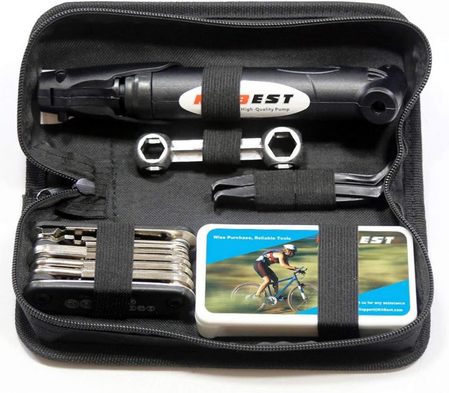 All-in-One Bike Repair Kit With Mini Pump – Portable Tool Set, Tire Patches, Bag For Emergency Roadside & Home Maintenance