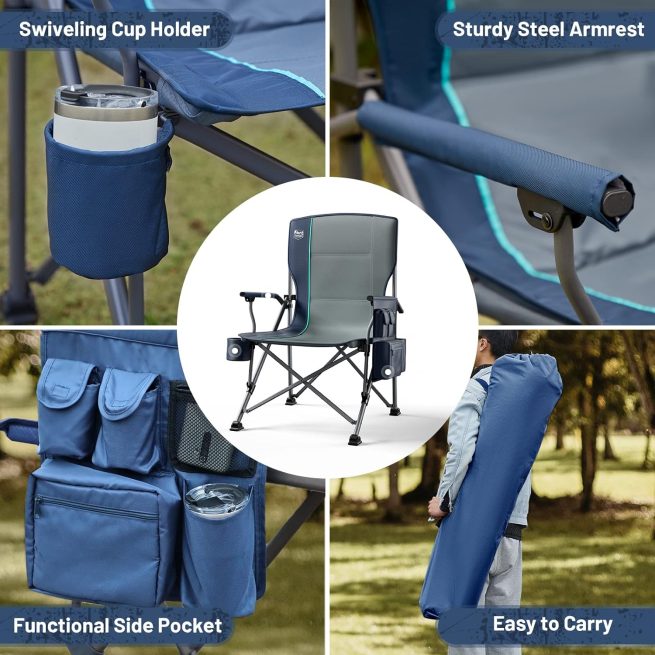 TIMBER RIDGE Oversized Folding Camping Chair High Back Heavy Duty for  Adults Support up to 500lbs with Cup Holder, Side Pocket Cooler Bag | ZIZE  Bikes