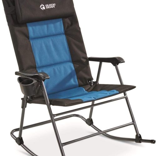 ZIZE Bikes - Guide Gear Oversized Rocking Camp Chair, 500-lb. Capacity for Relaxing, Polyester, Blue/Black with Cup Holders, Foldable, Ergonomic