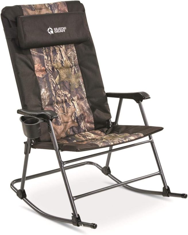 Guide Gear Oversized Rocking Camp Chair, 500-lb. Capacity for Relaxing,  Polyester, Blue/Black with Cup Holders, Foldable, Ergonomic