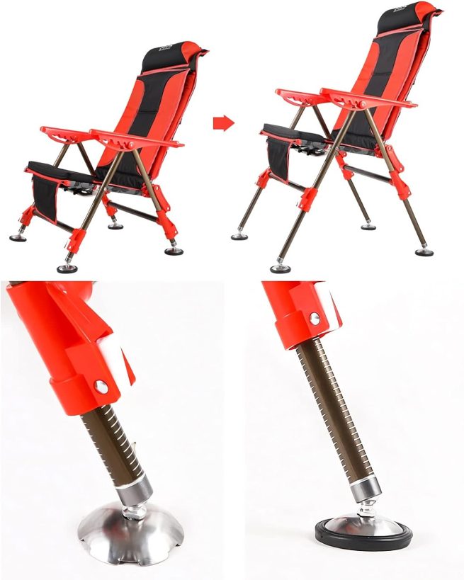 Fishing Chair Camping Chair Padded Recliner Folding Sports High